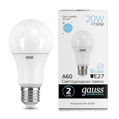 Gauss LED Elementary A60 20W E27 6500K 1/10/40