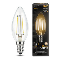 Лампа Gauss LED Filament Свеча E14 9W 680lm 2700К 1/10/50