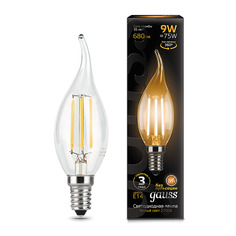 Лампа Gauss LED Filament Свеча на ветру E14 9W 680lm 2700K 1/10/50