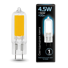 Лампа Gauss LED G4 AC220-240V 4.5W 400lm4100K Glass 1/10/200