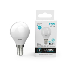 Лампа Gauss LED Elementary Шар 12W 920lm E14 4100K 1/10/100