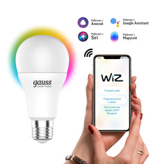 Умная Wi-Fi лампочка Gauss Smart Home А60 10W 1055лм E27, управление голосом/смартфоном, с изменением цвета и температуры, димируемая