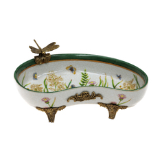 Блюдо Glasar со стрекозой 21x12x10см ГЛАСАР