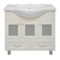 Тумба без раковины Мисти Латте - 85 с 2 ящиками бежевая эмаль