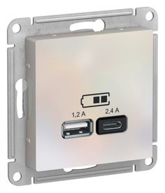 Розетка Schneider Electric usb a+с 5в/2.4 2х5в/1.2 жемчуг