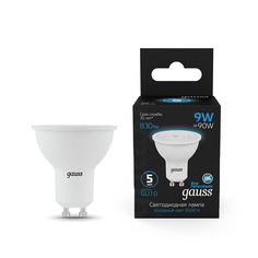 Лампа Gauss MR16 9W 830LM 6500K GU10