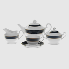 Чайный сервиз Macbeth bone porcelain Navy Blue 6 персон 15 предметов