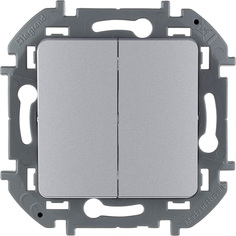 Выключатель двухклавишный Legrand Inspiria - 10 AX - 250В. Цвет - алюминий