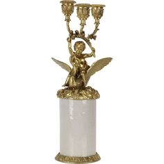 Подсвечник Glasar ангел с лебедем, белый и золотой, 12х12х31 см ГЛАСАР
