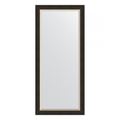 Зеркало с фацетом в багетной раме Evoform черное дерево с золотом 71 мм 74x164 см