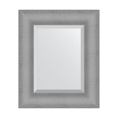 Зеркало с фацетом в багетной раме Evoform серебряная кольчуга 88 мм 47x57 см