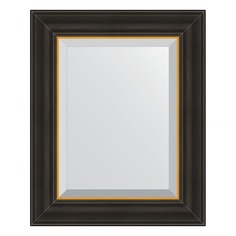 Зеркало с фацетом в багетной раме Evoform черное дерево с золотом 71 мм 44x54 см