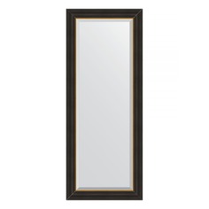 Зеркало с фацетом в багетной раме Evoform черное дерево с золотом 71 мм 54x134 см