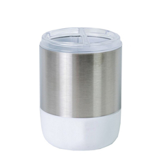 Стакан для ванных принадлежностей Primanova Lima XL белый с серебряным 9х9х12 см