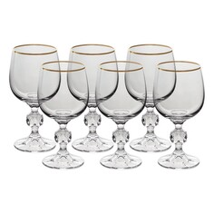 Набор бокалов для белого вина Crystalite Bohemia Sterna отводка золото 190 мл 6 шт