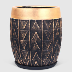 Горшок керамический для цветов Qianjin золотая кайма 39,5 см с поддоном