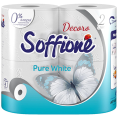 Бумага Soffione pure white белая 2 слоя, 4 рулона