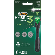 Бритва мужская Bic Hybrid 3 Flex Sensitive с 2 сменными кассетами