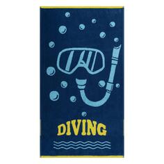 Детское полотенце Cleanelly Basic Diving синее с жёлтым 50х90 см