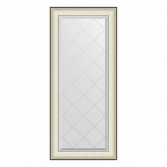 Зеркало с гравировкой в багетной раме Evoform белая кожа с хромом 78 мм 54х124 см