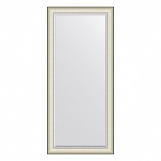 Зеркало с фацетом в багетной раме Evoform белая кожа с хромом 78 мм 74х164 см