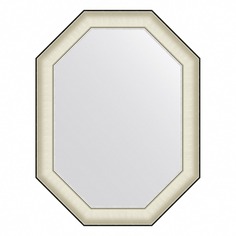Зеркало в багетной раме Evoform белая кожа с хромом 78 мм 64х84 см