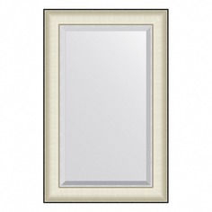 Зеркало с фацетом в багетной раме Evoform белая кожа с хромом 78 мм 54х84 см