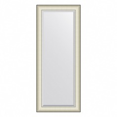 Зеркало с фацетом в багетной раме Evoform белая кожа с хромом 78 мм 59х144 см