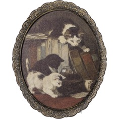 Картина в раме Glasar кошка и два котёнка 23х2х29 см ГЛАСАР