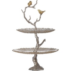 Блюдо двухъярусное Glasar с птичками правое 40х40х61 см ГЛАСАР