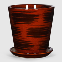Кашпо керамическое для цветов Shine Pots 16x17см коричневый глянец