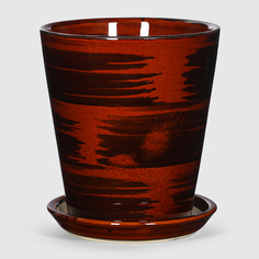 Кашпо керамическое для цветов Shine Pots 13x15см коричневый глянец