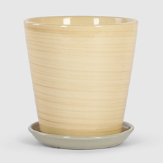 Кашпо керамическое для цветов Shine Pots 20x20см бежевое полосатое