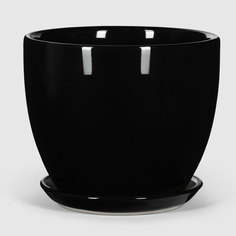 Кашпо керамическое для цветов Shine Pots 18x16 см черный глянец
