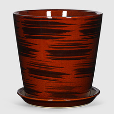 Кашпо керамическое для цветов Shine Pots 20x20см коричневый глянец
