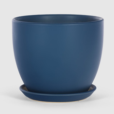 Кашпо керамическое для цветов Shine Pots 14x14см синий матовый