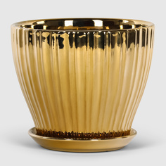 Кашпо керамическое для цветов Shine Pots 20x17см золото глянец