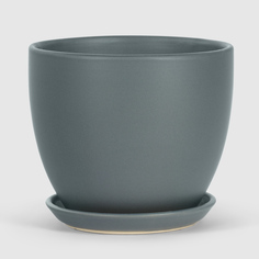 Кашпо керамическое для цветов Shine Pots 14x14см серое матовое