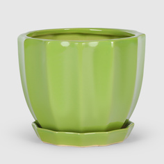Кашпо керамическое для цветов Shine Pots 13x11см салатовый глянец