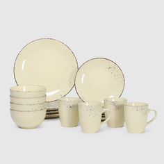 Набор столовый Meibo 16 предметов бежевый керамика