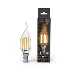 Лампа Gauss Filament Свеча на ветру 13W 1100lm 2700К Е14 LED 1/10/50