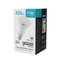 Лампа Gauss Basic R39 5,5W 420lm 4000K E14 LED 1/10/100
