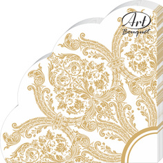 Салфетки Art bouquet бумажные royal золото на белом 3сл 12л