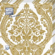 Салфетки Home collect premium бумажные золотой на белом 40х40 3сл 20л