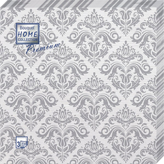 Салфетки Home collect premium бумажные серебряный орнамент 40х40 3сл 20л
