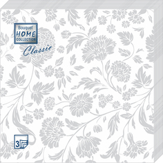 Салфетки Home collect classic бумажные серебро на белом 3сл 20л