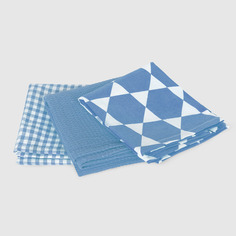 Набор кухонных салфеток Homelines textiles 3 шт. 45x65см wh/blue