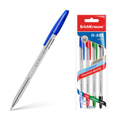 Набор шариковых ручек Erich Krause R-301 Classic Stick 1.0 синяя, черная, красная, зеленая
