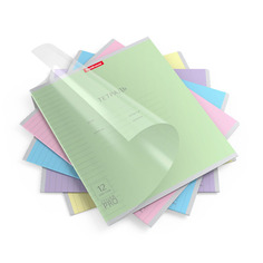 Тетрадь школьная ученическая с пластиковой обложкой на скобе Erich Krause Классика CoverPrо в линейку A5+ 12 листов в ассортименте