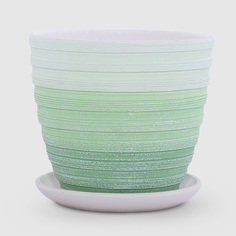 Керамический горшок с поддоном Композит Букле зелёный 21 см